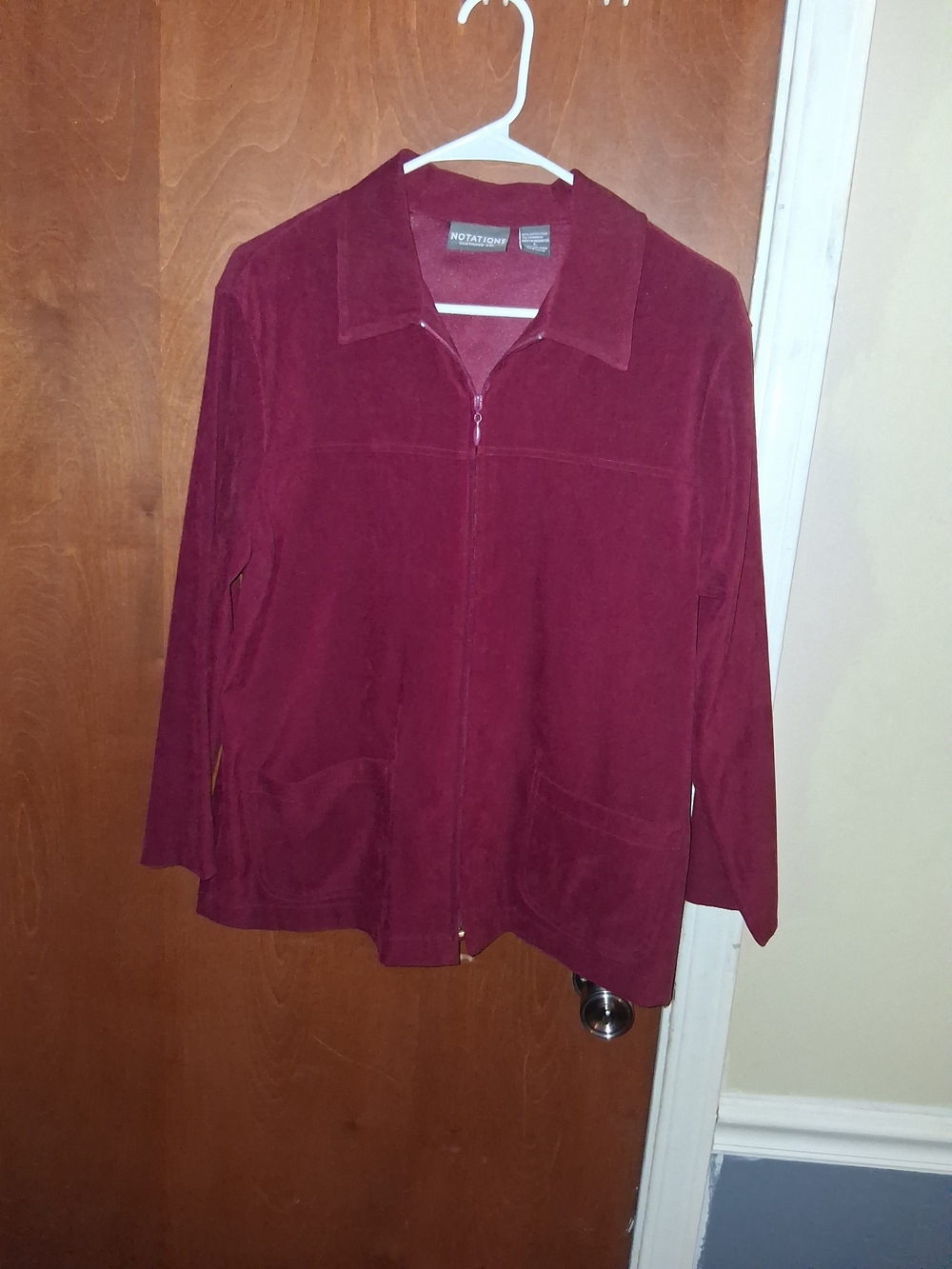 Notations Women's Burgundy Zip-Up Jacket